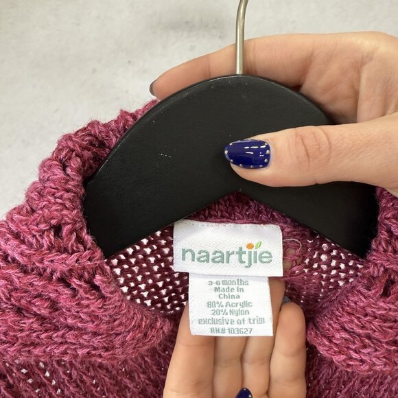 Naartjie Sweater Dress Baby Girls 3-6 Months Maroon Knit Belted Ruffle Hem - Picture 6 of 10